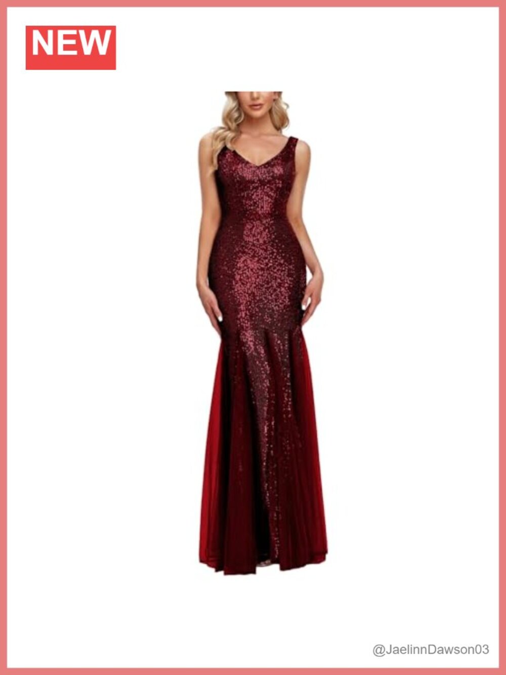 Sequined Tulle V-Neck Sleeveless Mermaid Prom Bridesmaid Dress